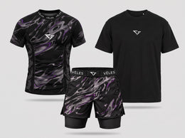 Pack ÉGO noir : rashguard, short et t-shirt